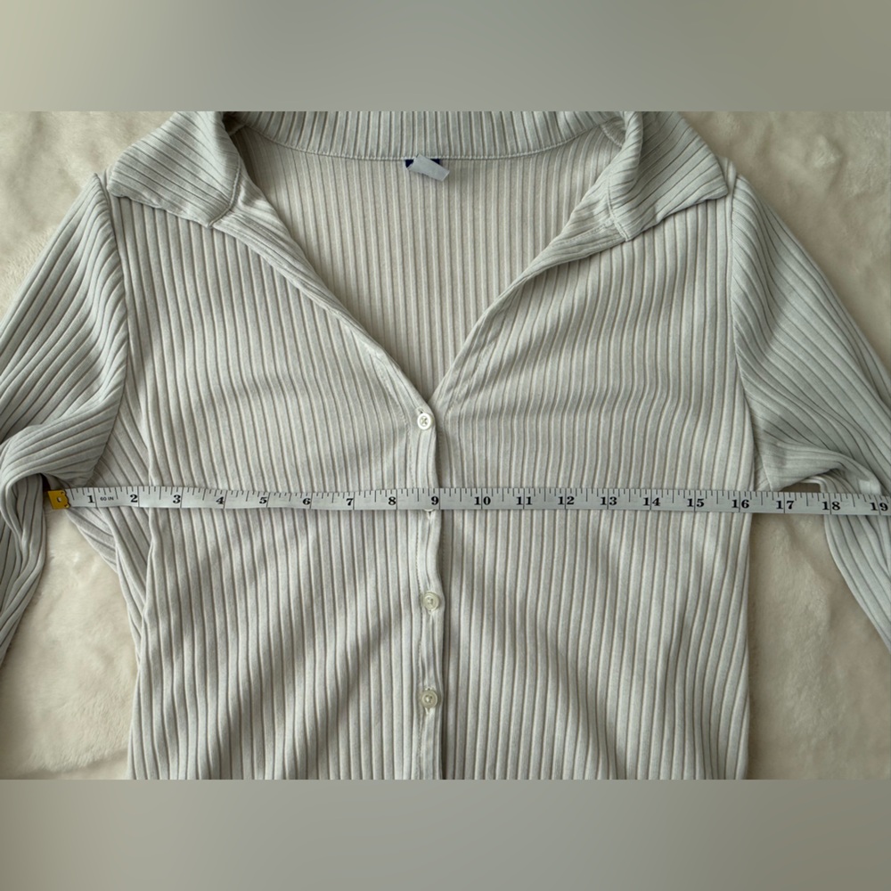 Old Navy Slim Ribbed Button-Up Shirt - Ivory Women’s - Picture 7 of 8